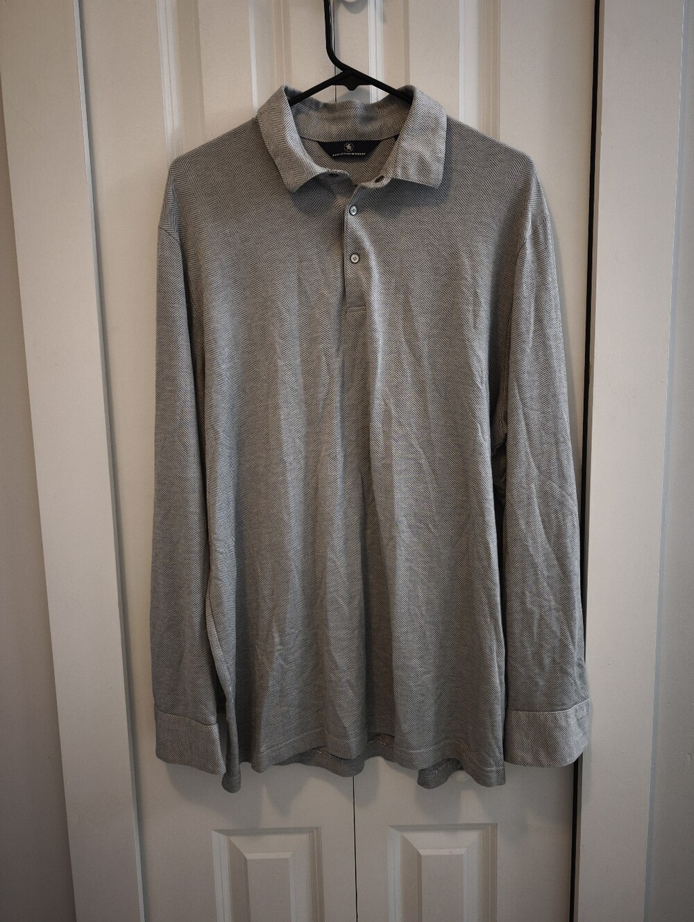 Hart Schaffner Marx Men’s XL Pima Cotton Herringbone Long Sleeve Polo